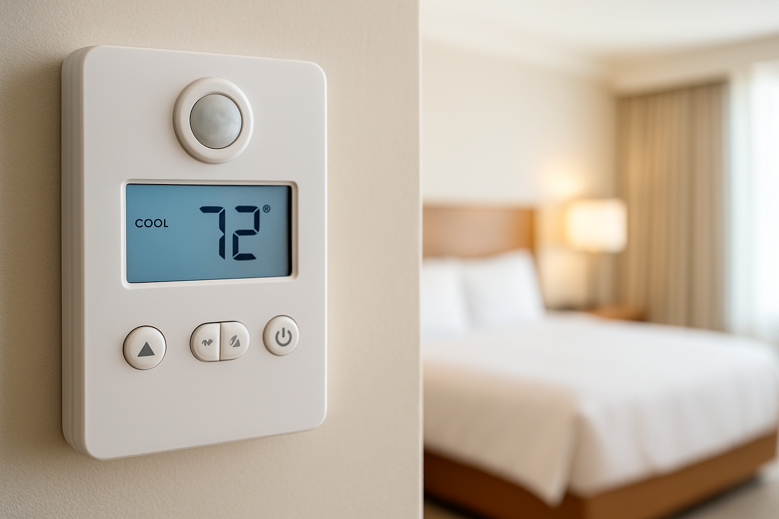 Control HVAC por habitación en hotel Sistema de control de climatización por habitación para eficiencia energética hotelera