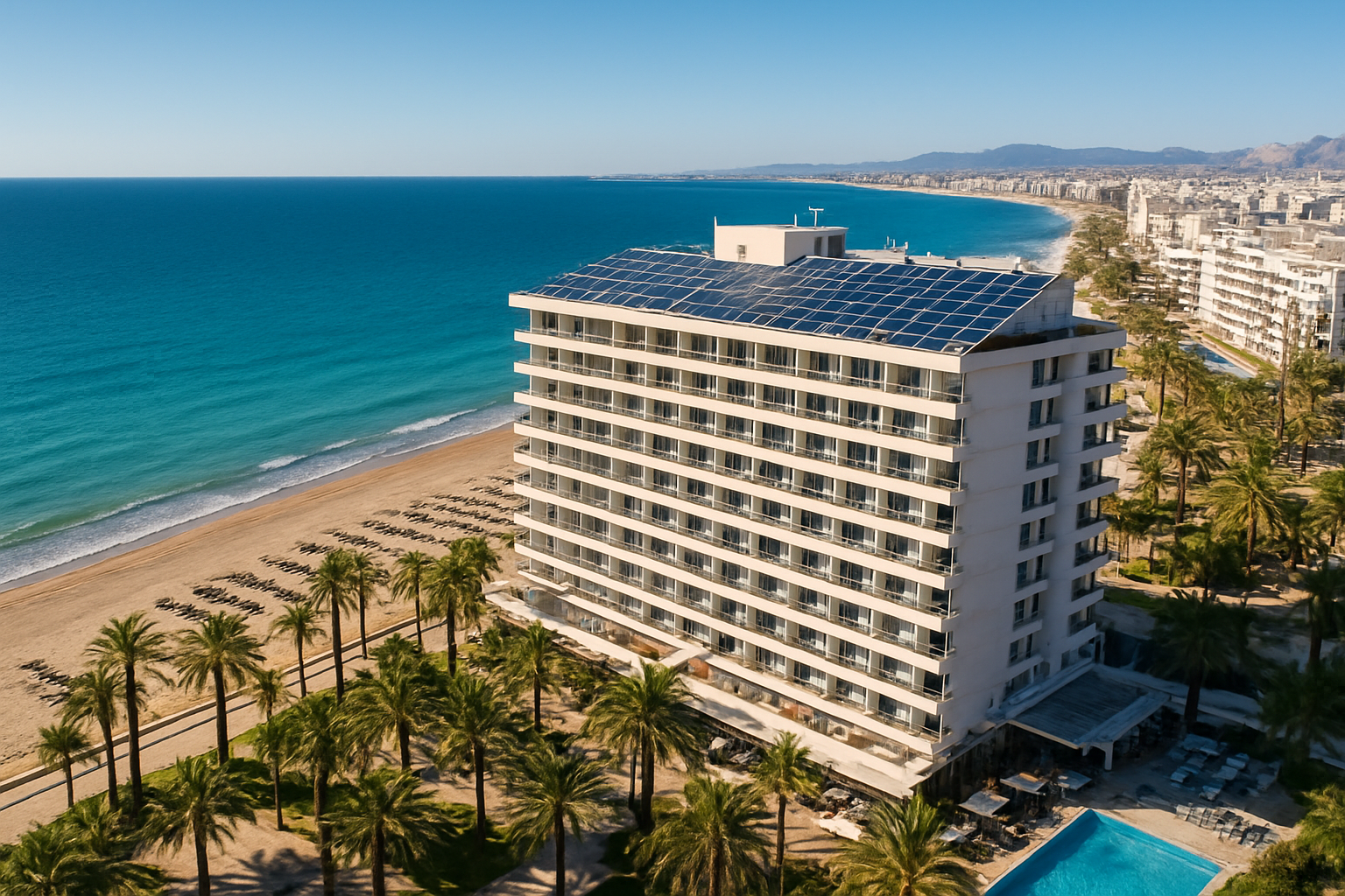 Ahorro energético en hoteles de Alicante con paneles solares en cubierta
