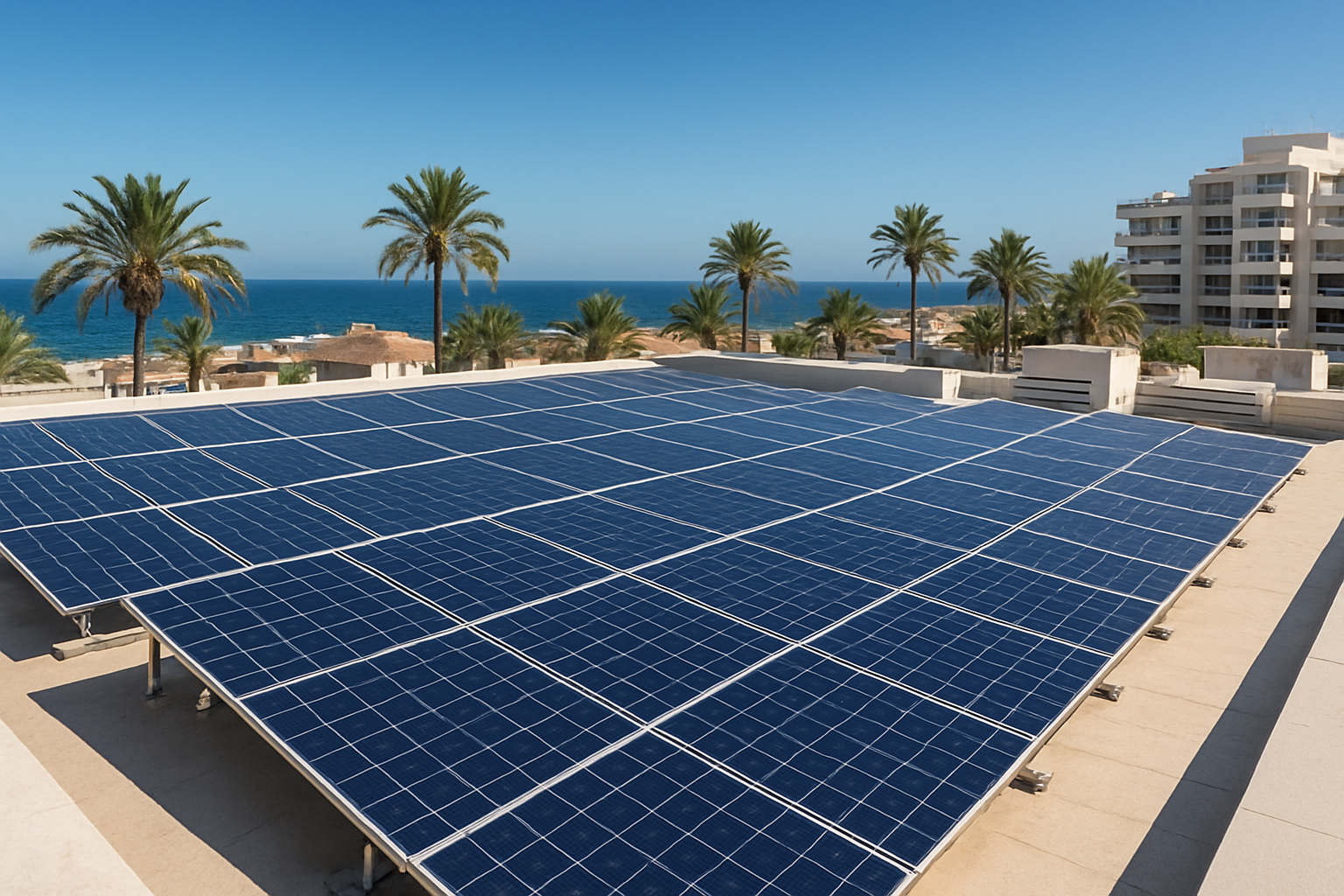 Instalación fotovoltaica en cubierta de hotel en la Costa Blanca para ahorro energético