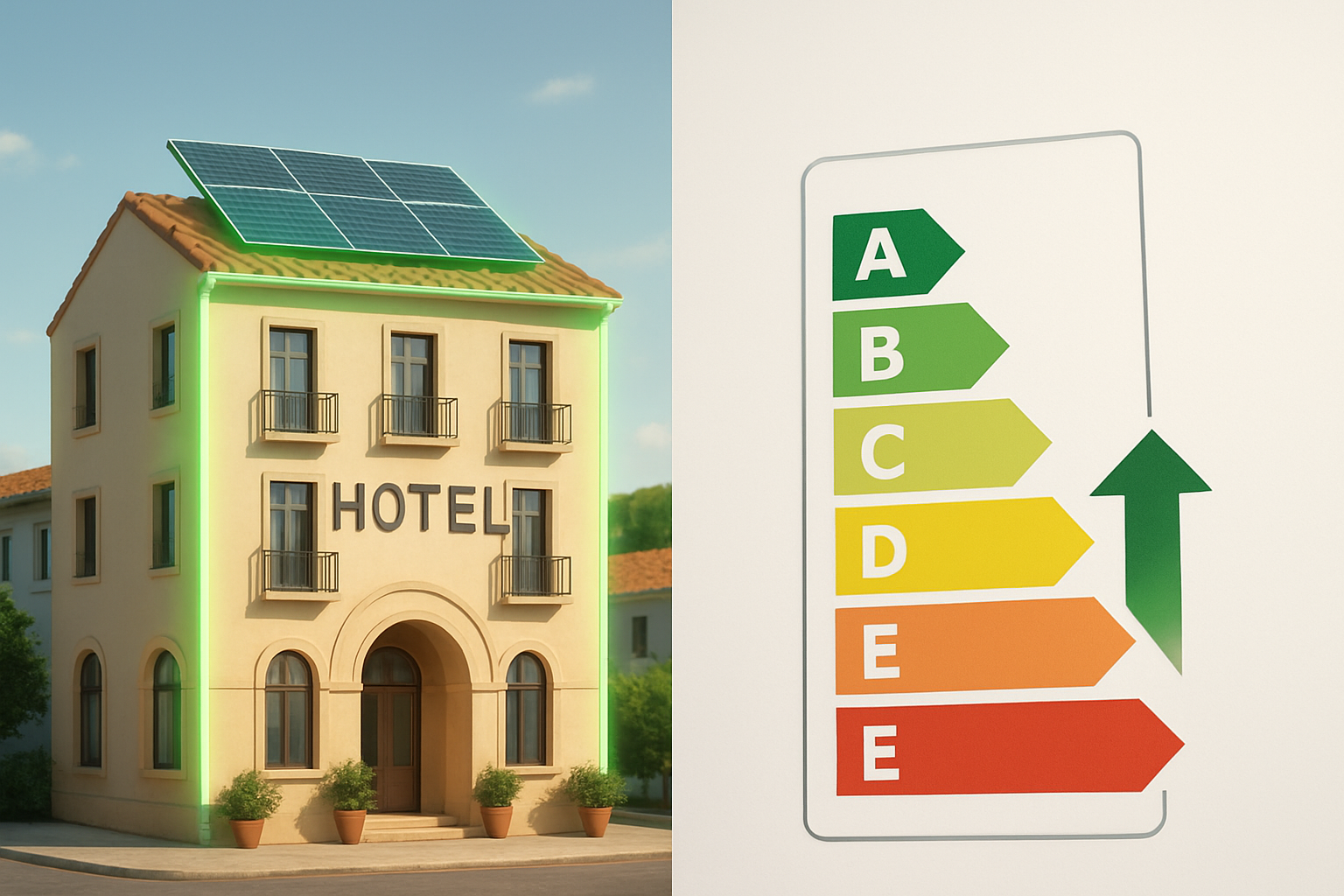 Mejora de calificación energética en hotel con solar fotovoltaica y eficiencia térmica