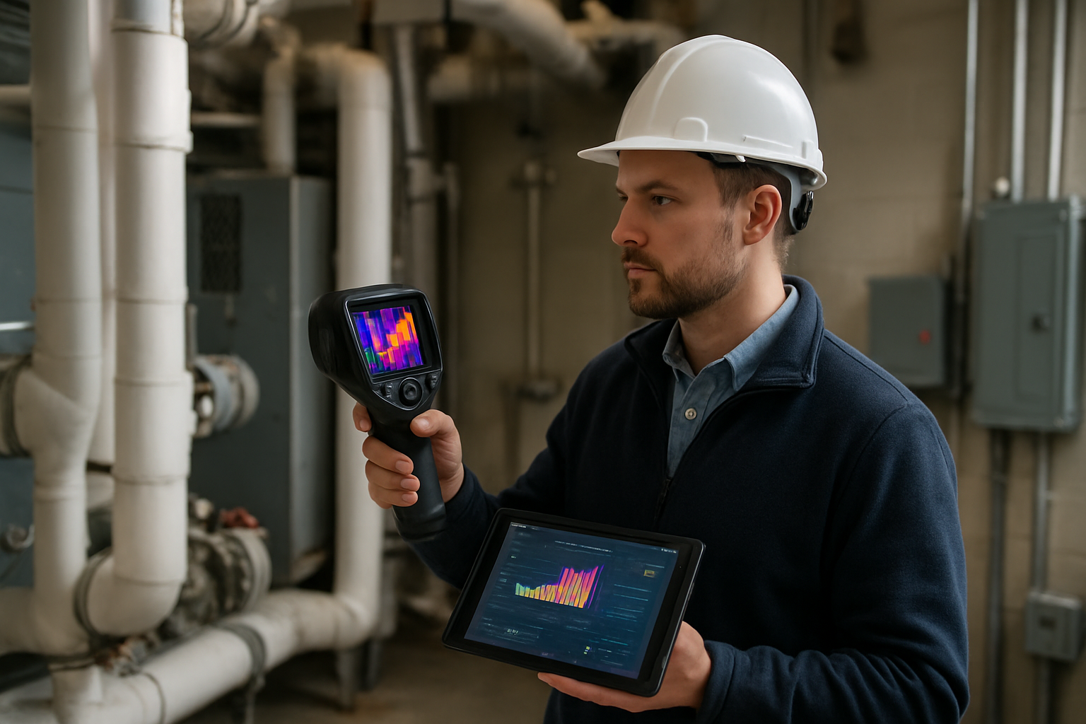 Auditoría energética en sala de máquinas de un hotel de costa